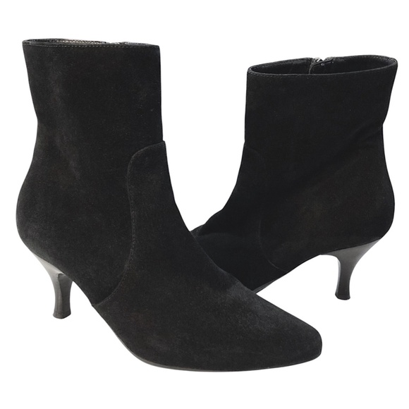 AQUATALIA Mila Weatherproof Suede Kitten Heel Side Zip Pointed Toe Ankle Boots - Picture 1 of 9